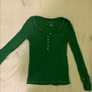 Green Long Sleeve Henley Top